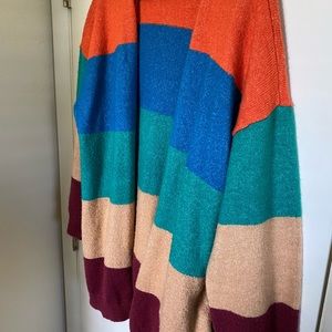 Plus Size Color Block Cardigan